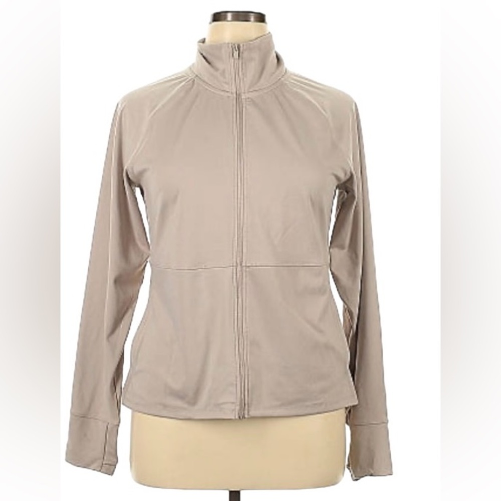 Jockey Tan Cream Zipper Track Jacket Sz:M